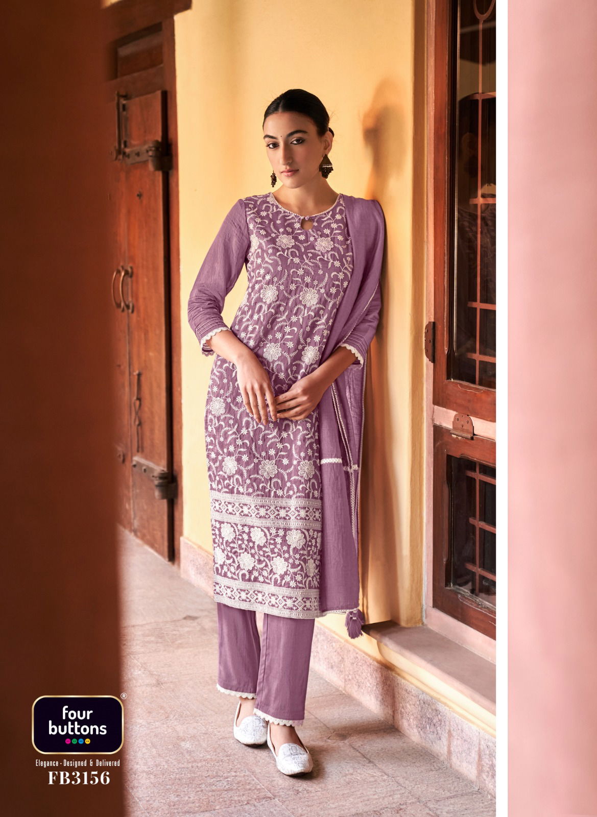 Four Buttons Pearl 8 Wholesale Printed Readymade Salwar Suits 